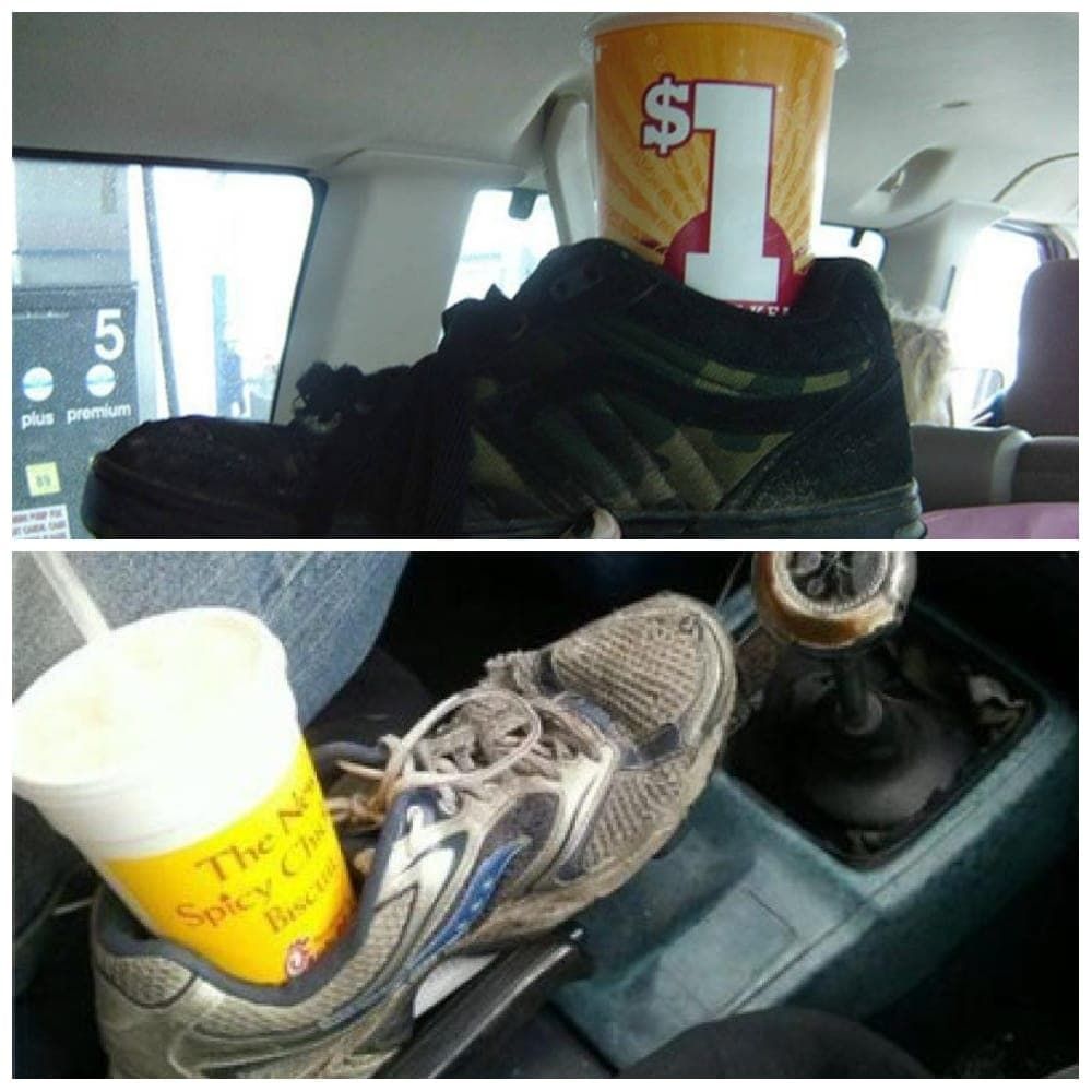 Shoes Make Great Cup Holders